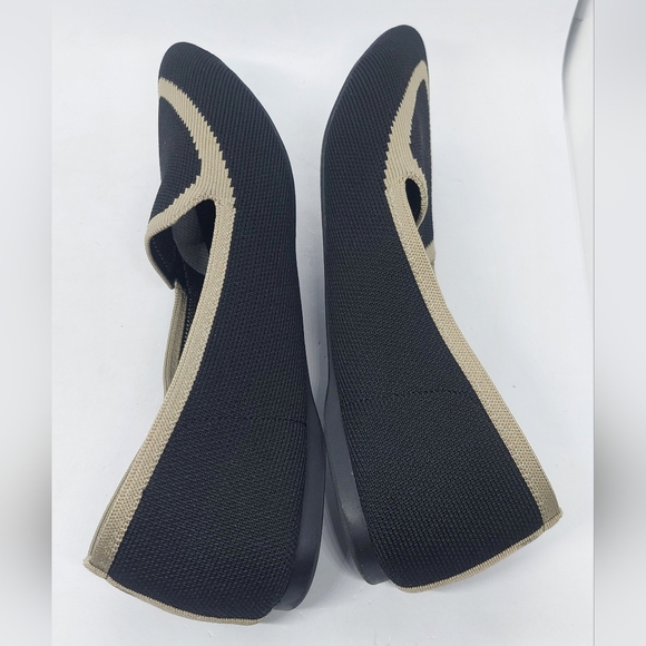 Birdies Blackbird Knit Flats Jet Black With Tan Trim Shoes Women's Size 9 - Picture 7 of 12